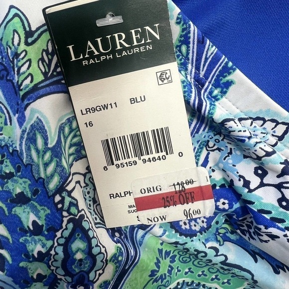 Lauren Ralph Lauren Fiesta PaisleyTwist Bandeau One Piece Swimsuit 16 - Picture 14 of 16